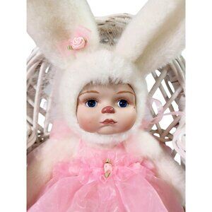 MARIE OSMOND DOLL ANGEL BUNNY VELVETEEN RABBIT W PINK DRESS & WINGS  LE 1999